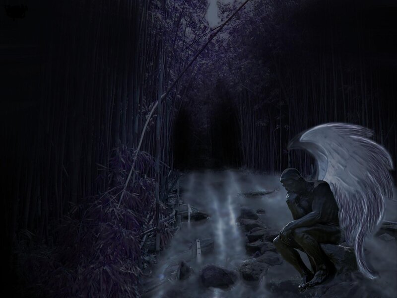Angel with Wings in Forest — Purple
