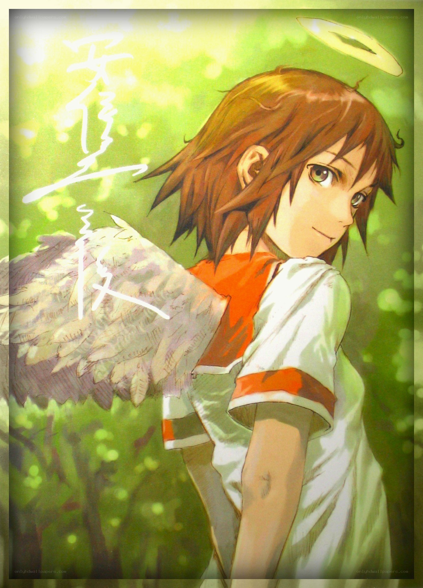 Angel with wings in forest