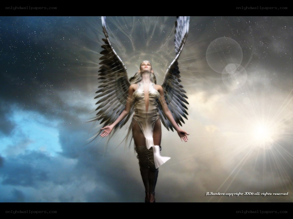angel with wings in sky