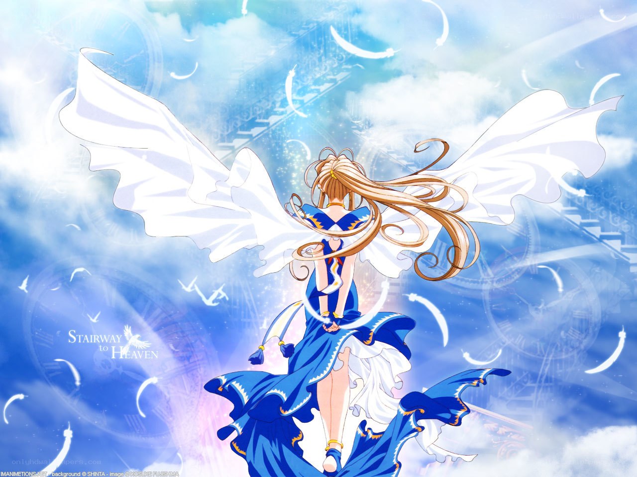Angel with wings in sky