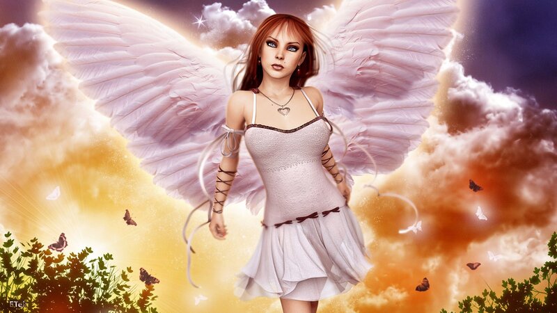 angel with wings in sky