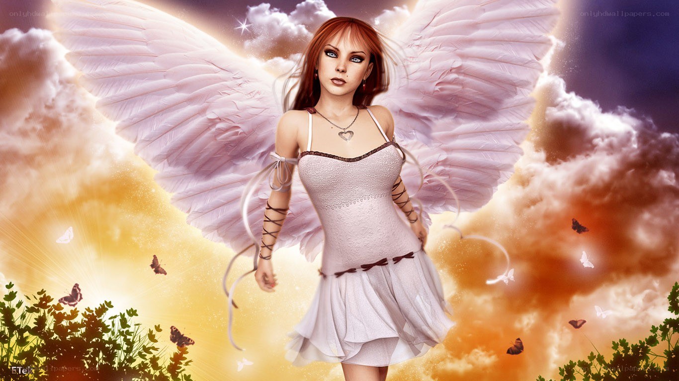 angel with wings in sky
