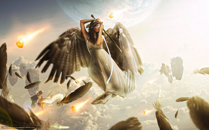 Angel with Wings in Sky — White