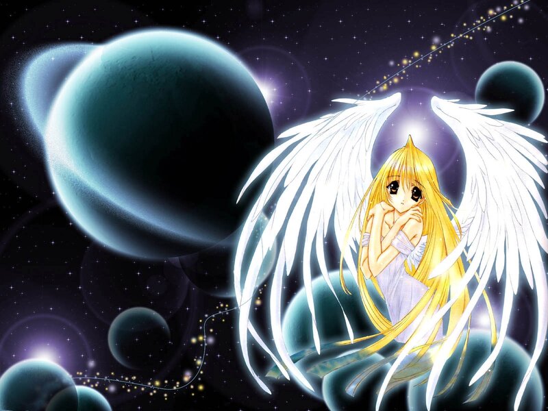 angel with wings in space