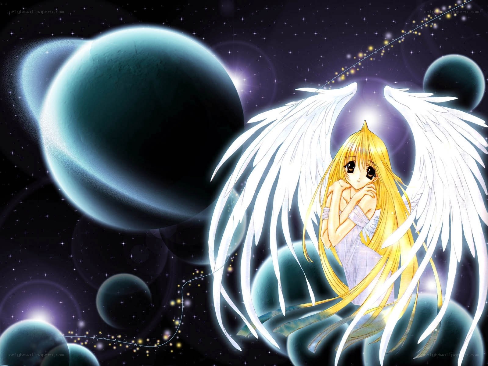 angel with wings in space