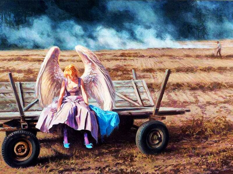 Angel with Wings on Cart