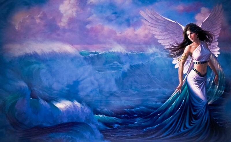 Angel with Wings on Ocean
