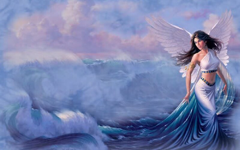Angel with Wings on Waves