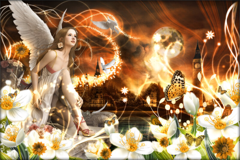 Angel with Wings — Orange, Fantasy