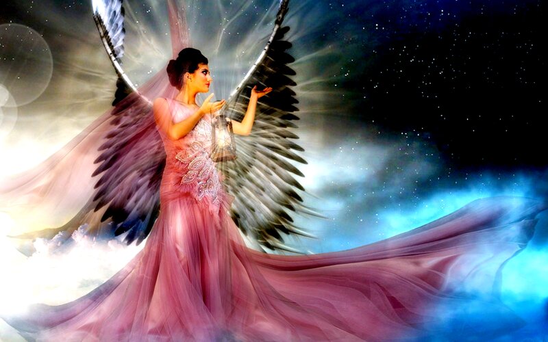Angel with Wings — Pink, Dramatic