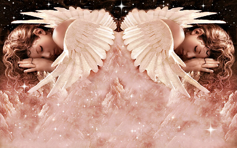 Angel with Wings — Pink, Serene, Night