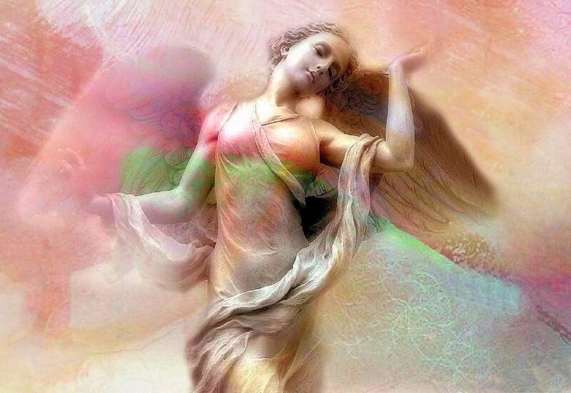 Angel with Wings — Pink, Serene, Painting