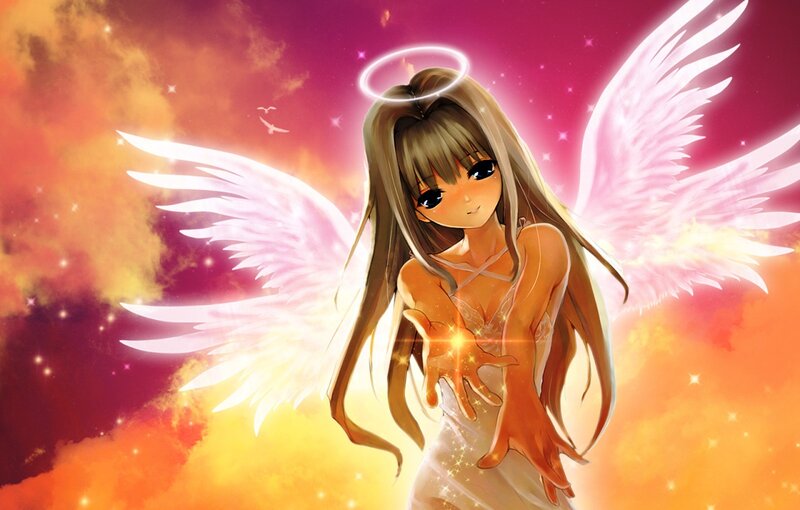 Angel with Wings — Pink, Serene, Sunset