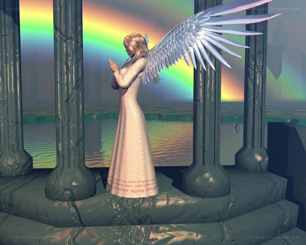 Angel with wings praying