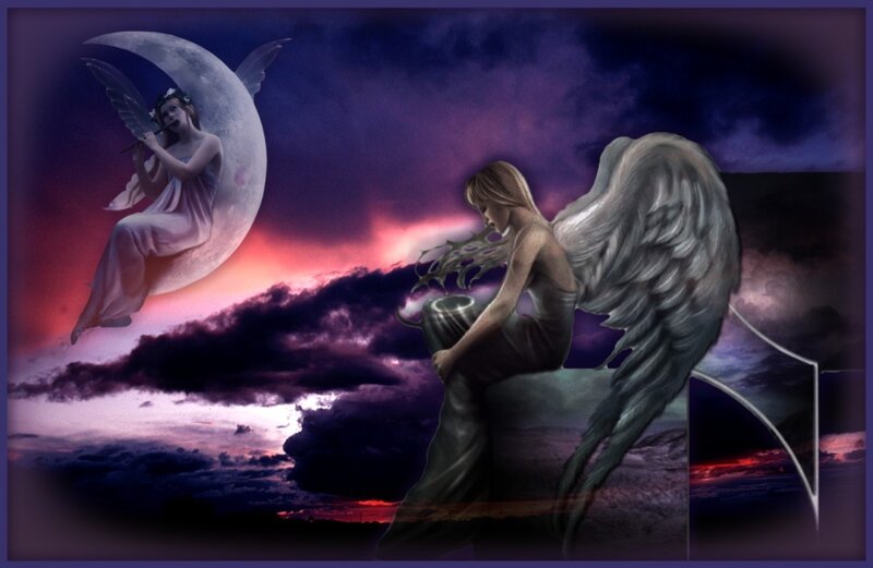 Angel with Wings — Purple, Dramatic, Night