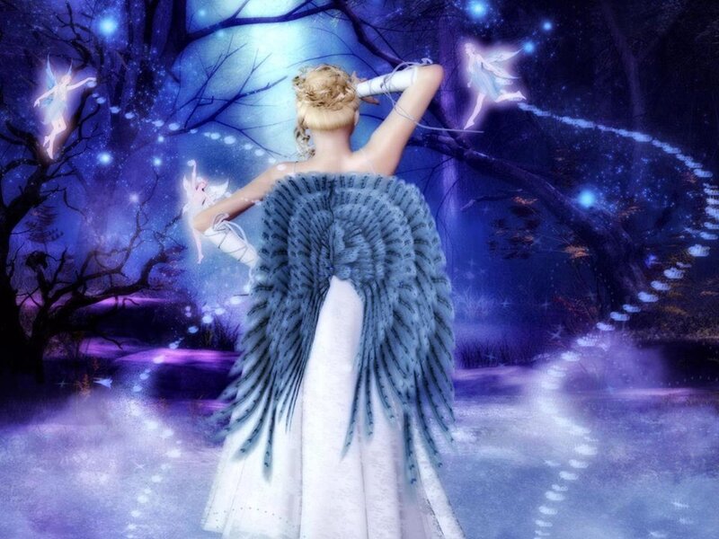 Angel with Wings — Purple, Magical