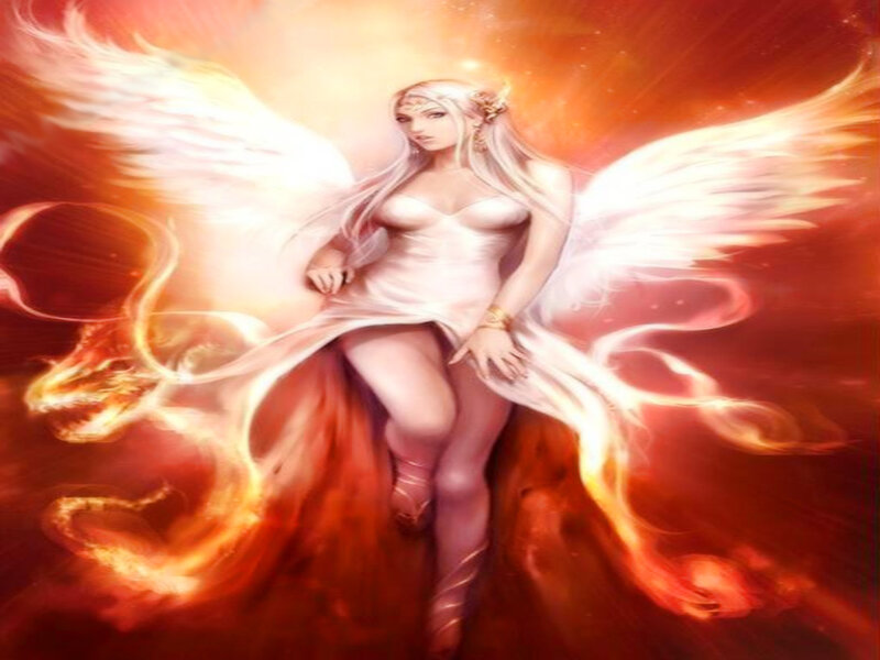 Angel with Wings — Red, Dramatic