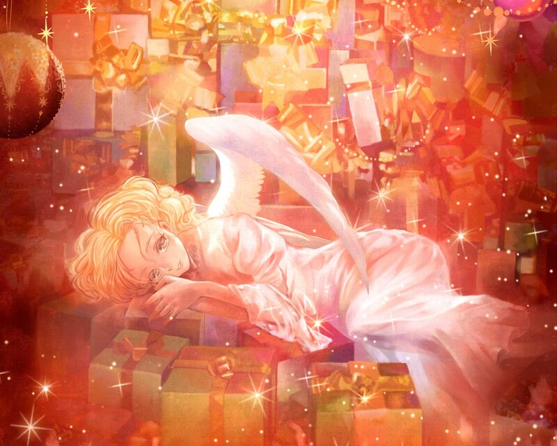 Angel with Wings — Red, Festive, Digital Art