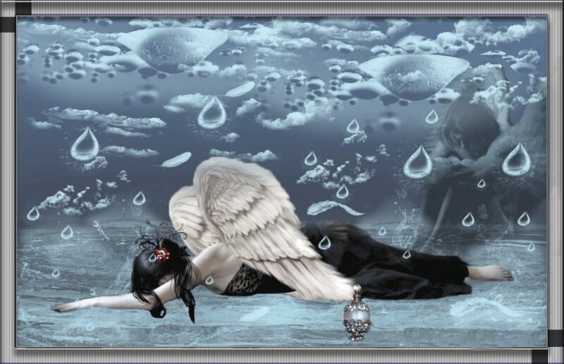 Angel with Wings Underwater — Blue, Dramatic