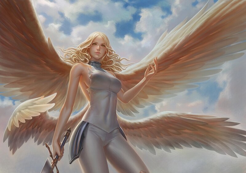 Angel with Wings — White, Dramatic, Afternoon, Digital Art