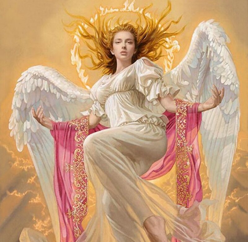 Angel with Wings — White, Dramatic, Digital Art, Dress