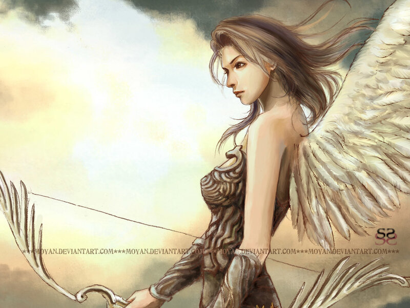 Angel with Wings — White, Dramatic, Sunset