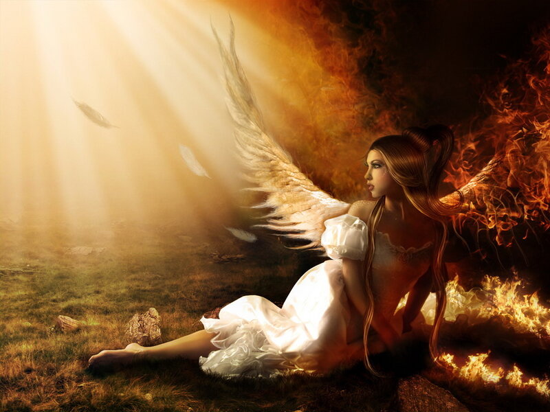 Angel with Wings — White, Dramatic