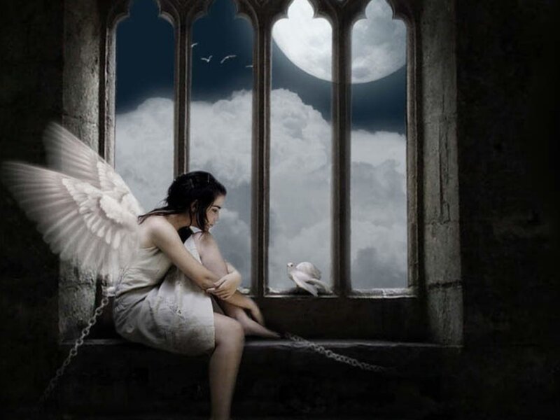 Angel with Wings — White, Melancholic, Night