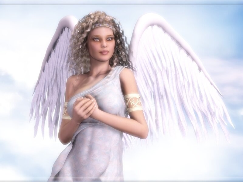 Angel with Wings — White, Serene, 3d Render