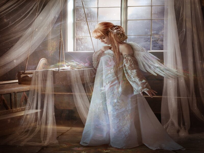 Angel with Wings — White, Serene, Morning