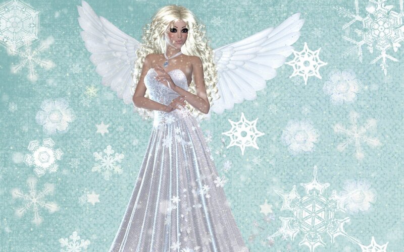 Angel with Wings — White, Serene, Winter, 3d Render