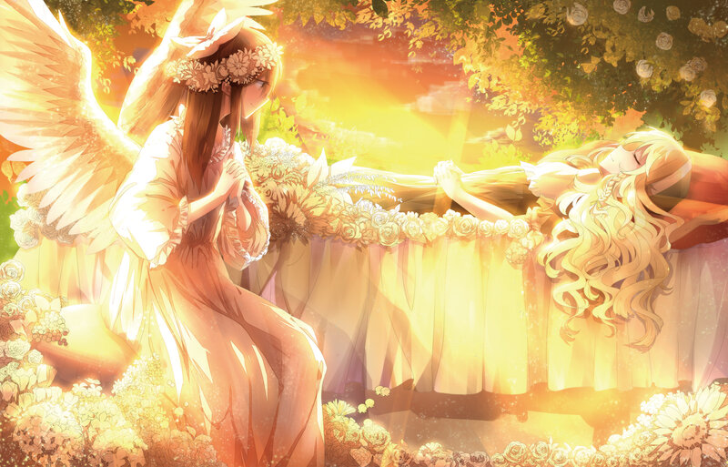 Angel with Wings — Yellow, Serene, Sunset