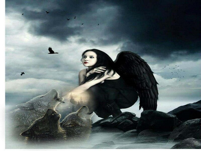 Angel with Wolves