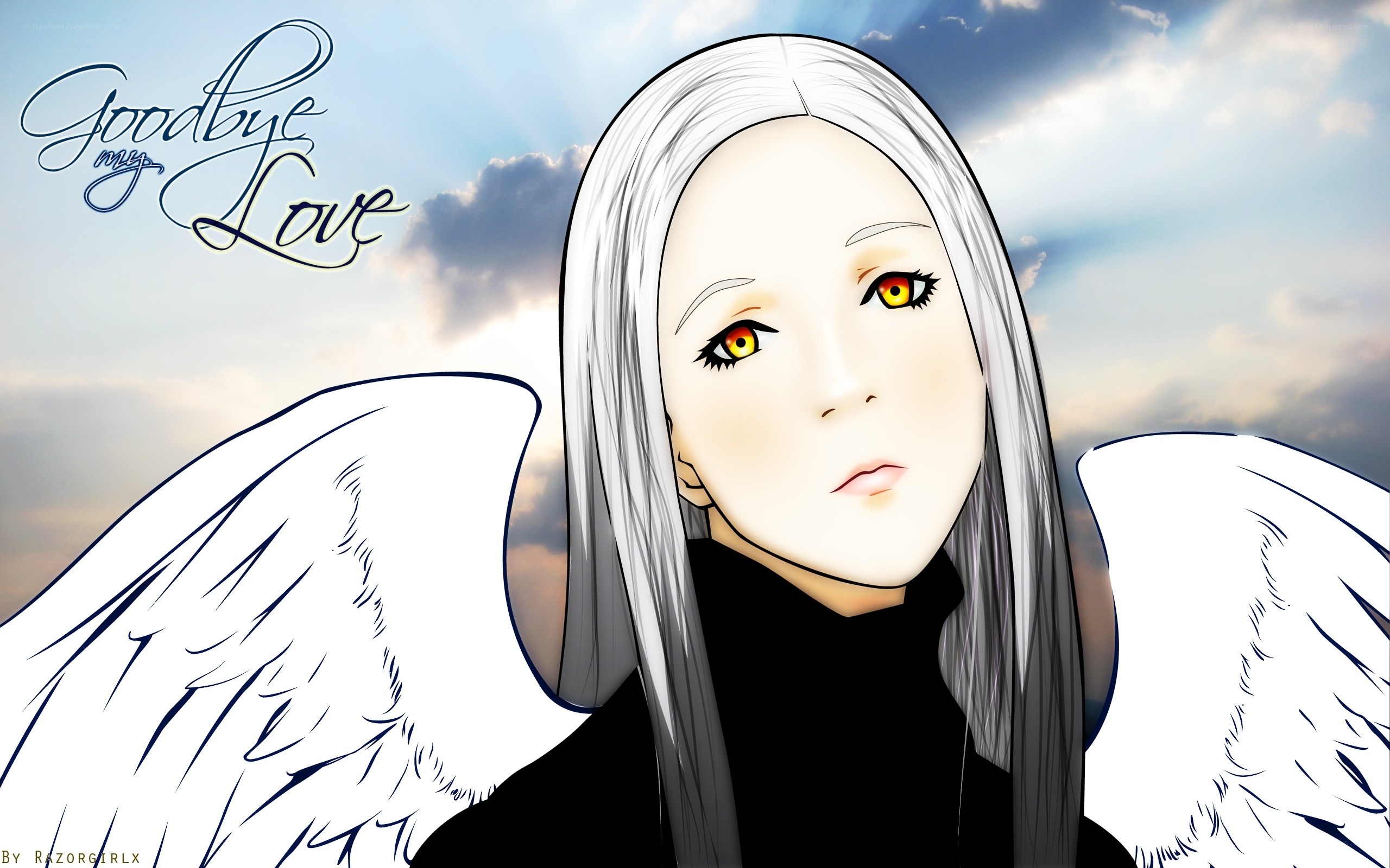Angel with yellow eyes