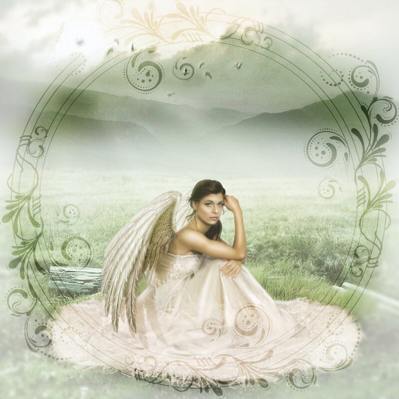 Angel Woman in Field — Green