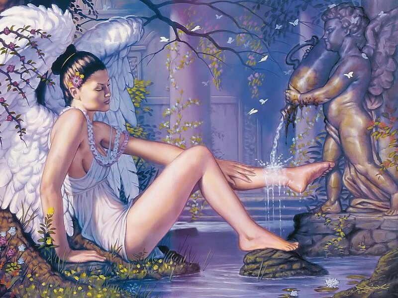 Angel Woman with Wings — Purple