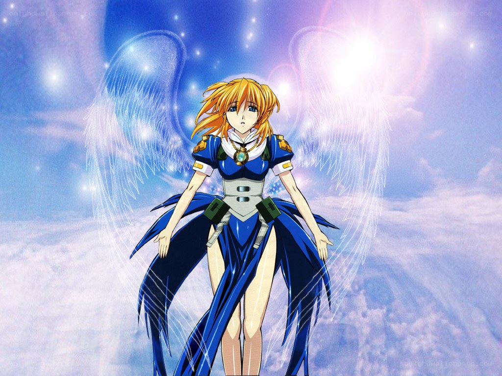 angelic anime character with wings