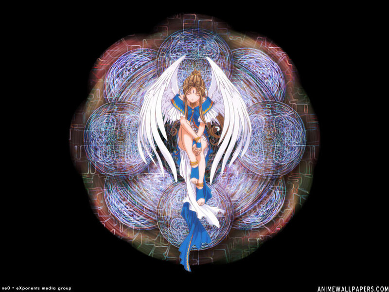 Angelic Anime Girl — Blue, Serene, Wings, Spheres