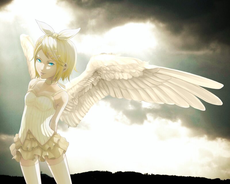 angelic anime girl with wings