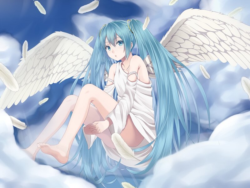 angelic anime girl with wings