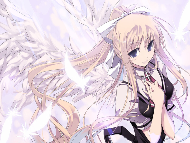 angelic anime girl with wings