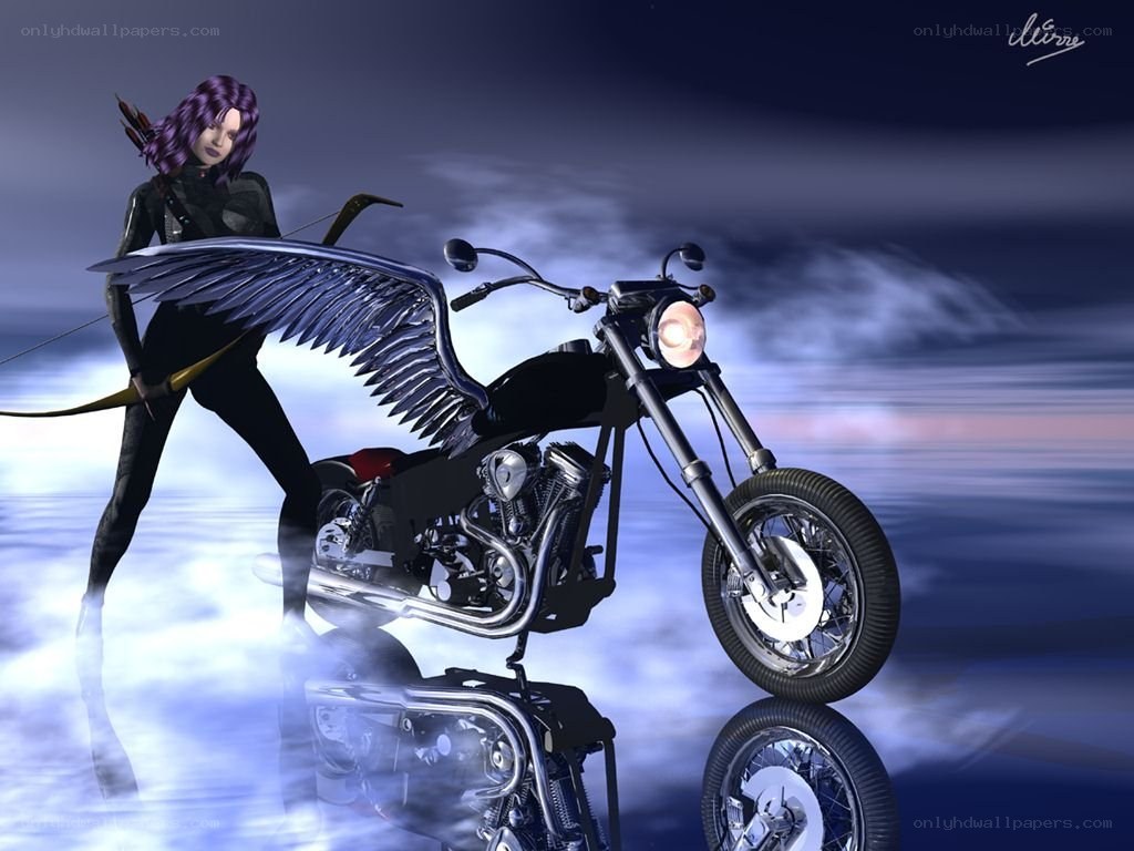 angelic archer with motorcycle