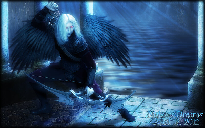 Angelic Archer with Wings — Blue
