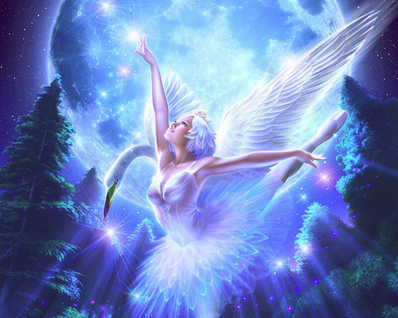 Angelic Ballerina with Swan — Blue