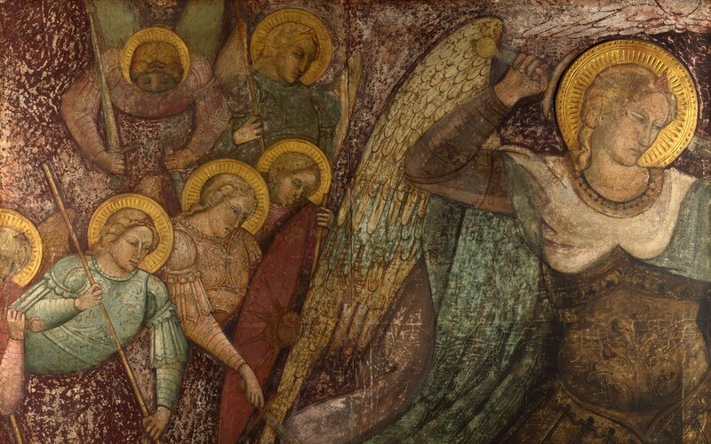 Angelic battle scene fresco