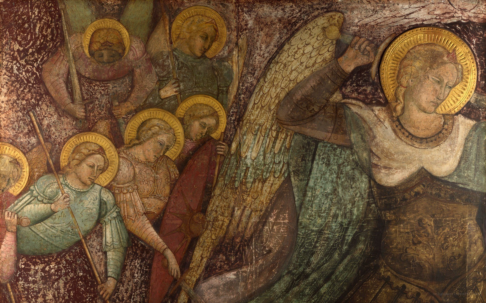 Angelic battle scene fresco