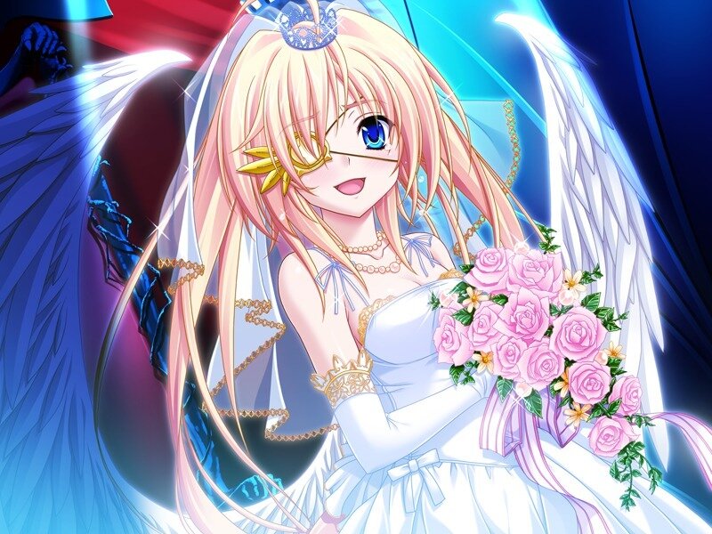 Angelic Bride Holding Flowers