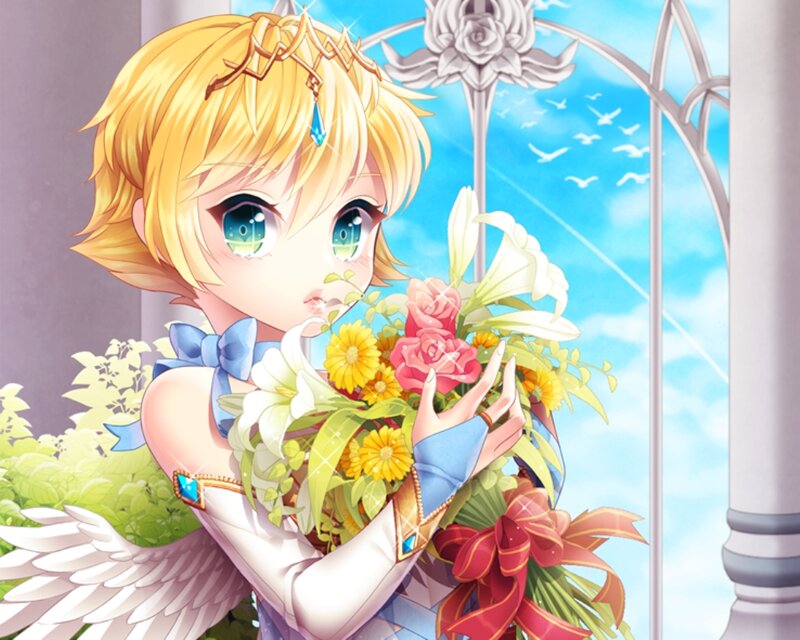 Angelic Character with Flowers