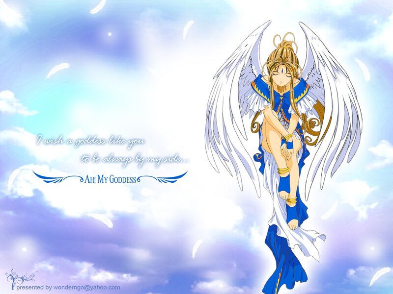Angelic Character with Wings — Blue, Serene, Anime