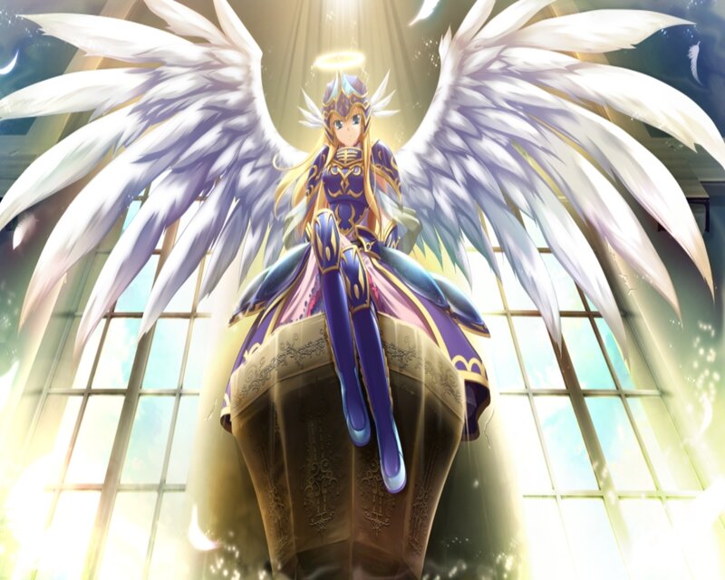 Angelic Character with Wings — Purple, Serene